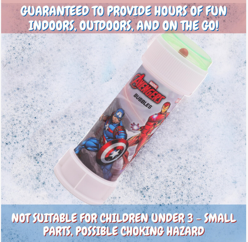 Toyland Pack of 12 Avengers Bubbles With Wands, 60ml Solution & Novelty Maze Lid