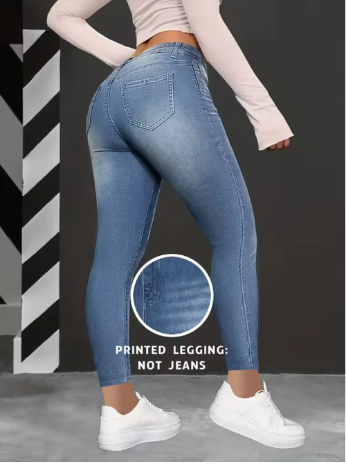 Faux Denim Stretch Leggings