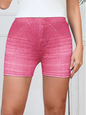 Printed Denim Look Shorts