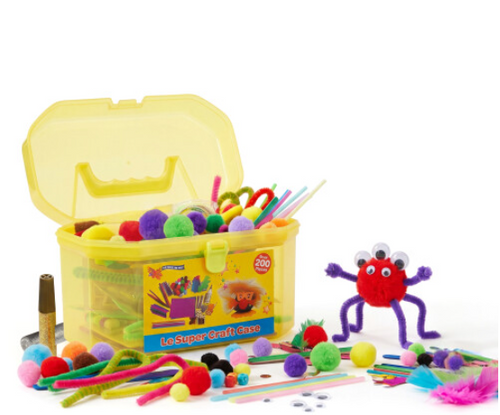 The Magic Toy Shop 200 Pc Kids Craft Box with Carry Case