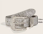 Gothic Black & Silver Metal Buckle Rhinestone Belt
