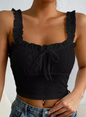 Broderie Frill Tie Front Crop Top