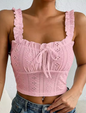 Broderie Frill Tie Front Crop Top