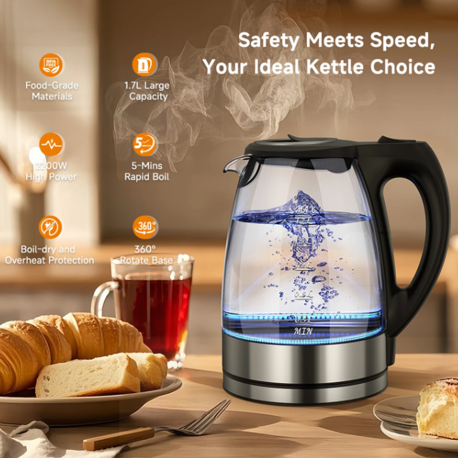 Cuisync 1.7L High Borosilicate Glass Household Electric Kettle