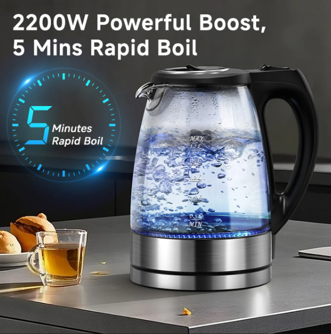 Cuisync 1.7L High Borosilicate Glass Household Electric Kettle