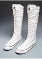 Women's Knee High Lace-Up Canvas Boots