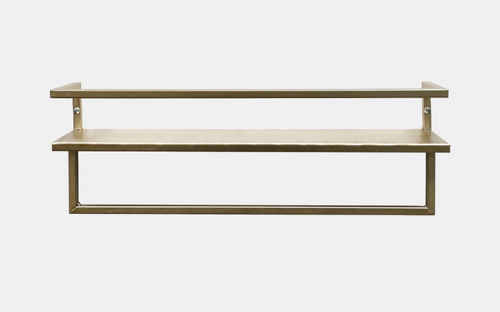 Mounted Towel Rail With Shelf - Gold