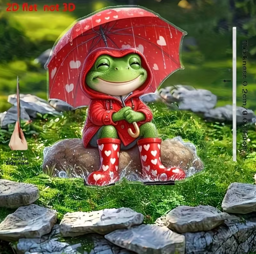 Heart Umbrella Frog Garden Stake Decoration