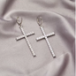 Minimalist Zircon & Pearl Cross Drop Earrings