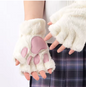 Cute Plush Cat Paw Fingerless Gloves