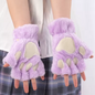 Cute Plush Cat Paw Fingerless Gloves