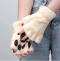 Cute Plush Cat Paw Fingerless Gloves