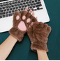 Cute Plush Cat Paw Fingerless Gloves