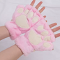 Cute Plush Cat Paw Fingerless Gloves