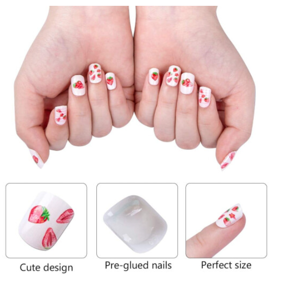 72pcs Kids Pre-glued Full-Cover Artificial Nails