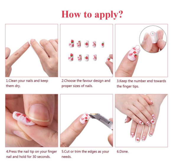72pcs Kids Pre-glued Full-Cover Artificial Nails