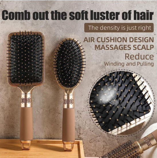 Hairbrush Set with Detangle Nylon Pin Massage Paddle Brush Pad Hair Comb