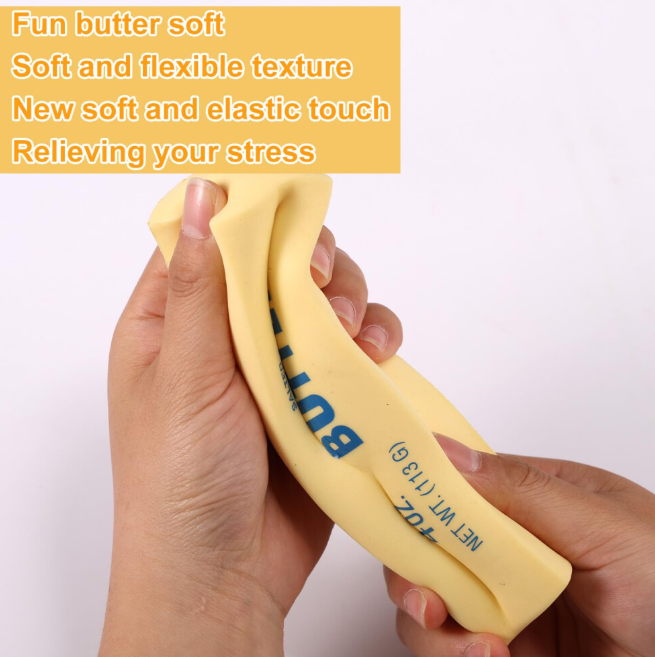 Squishy Butter Toy PU Slow Rising Light Yellow Stress Relief Squeeze Stick