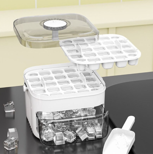 50- Ice Maker with Easy Press Cap, Double Layer Storage