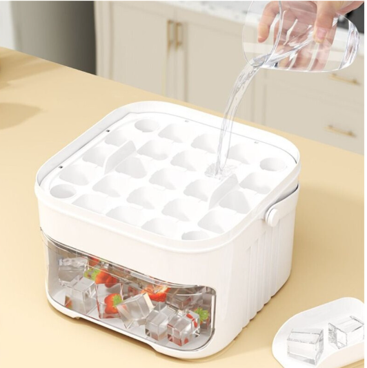 50- Ice Maker with Easy Press Cap, Double Layer Storage