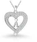 Classic Elegant Women's New S925 Sterling Silver CZ Heart Initial Necklace