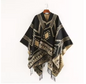 Women's Geometric Tassel Poncho Shawl