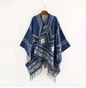 Women's Geometric Tassel Poncho Shawl