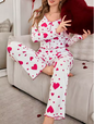 Women's Heart Print Long Sleeve Pyjama Set