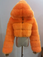 Women's Luxury Faux Fur Hooded Cropped Jacket