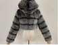 Women's Luxury Faux Fur Hooded Cropped Jacket
