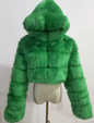 Women's Luxury Faux Fur Hooded Cropped Jacket