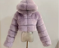 Women's Luxury Faux Fur Hooded Cropped Jacket