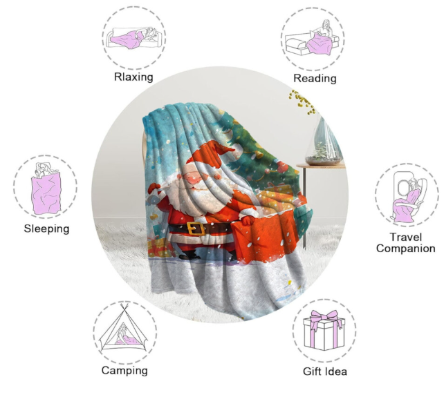 Christmas Blankets and Throws Luxury Fleece Throw Blanket Santa Claus