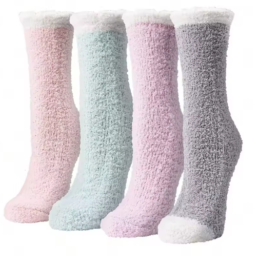 Women's Ultra Soft Fluffy Lounge Socks – 4 Pack