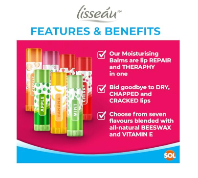 SOL 28pk Lip Balm Set Flavoured Moisturiser for Lips with Beeswax & Vitamin E