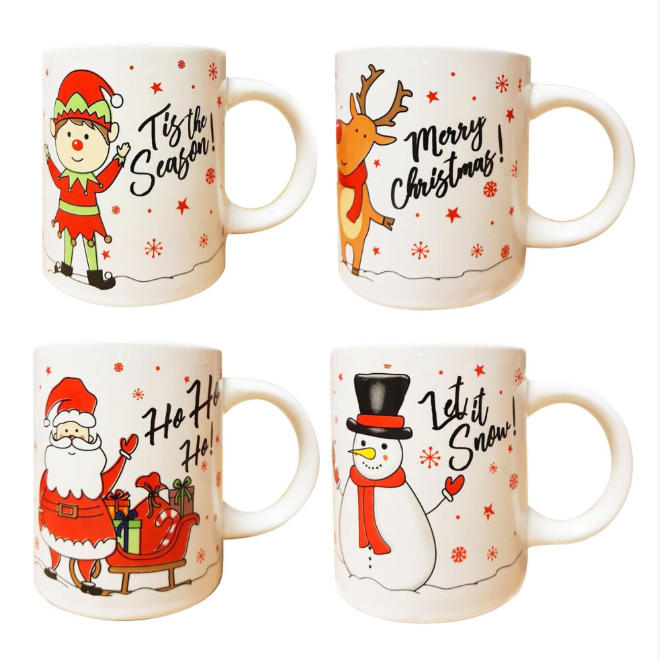 4 Christmas Mugs Cups