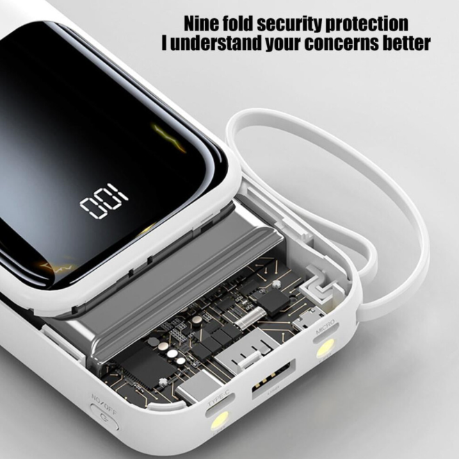 Leodye Portable Power Bank 5000mAh with Cable and Lanyard