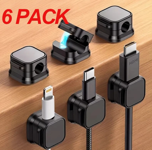 6 Pack Magnetic Cable Organiser Clips Desk Mount