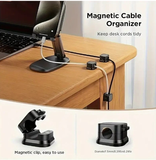 6 Pack Magnetic Cable Organiser Clips Desk Mount