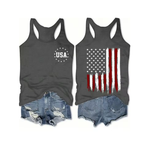 USA Ladies' American Flag Double-Sided Racerback Vest