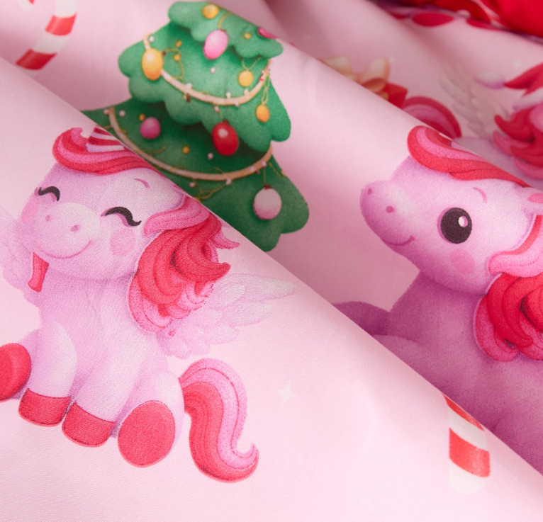 Christmas Unicorn Print Reversible Single Duvet Cover Set