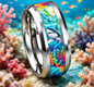 Cute Ocean-Themed 8mm Stainless Steel Ring