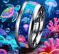 Cute Ocean-Themed 8mm Stainless Steel Ring