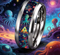 Cute Ocean-Themed 8mm Stainless Steel Ring