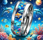 Cute Ocean-Themed 8mm Stainless Steel Ring