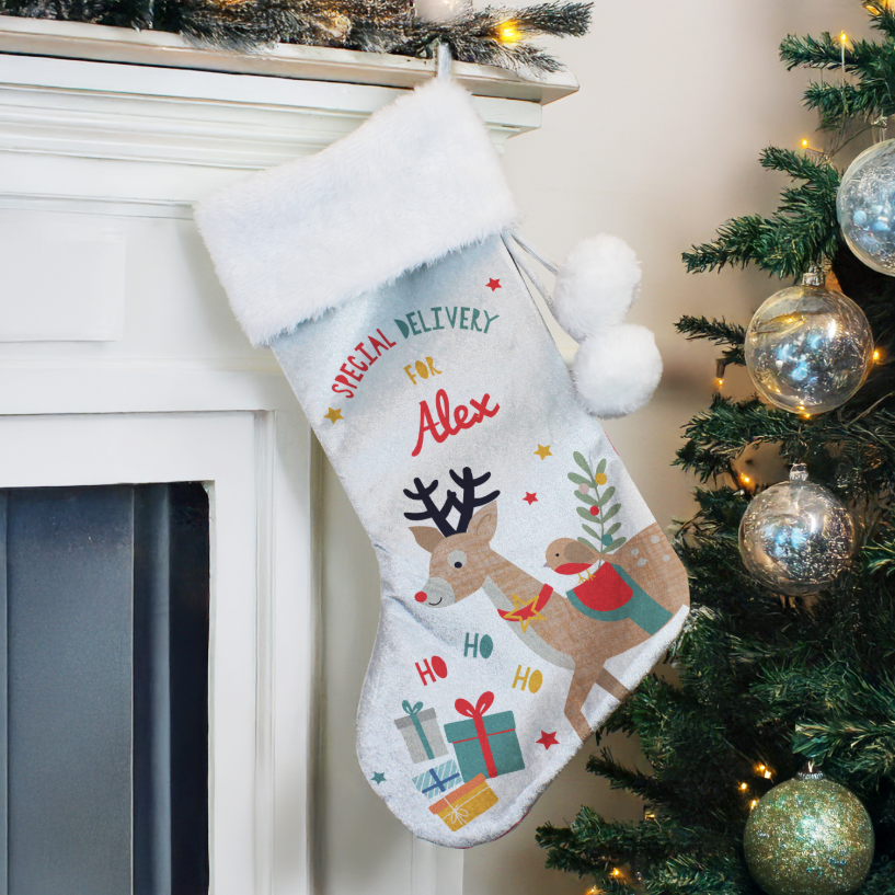 Personalised Reindeer Christmas Stocking
