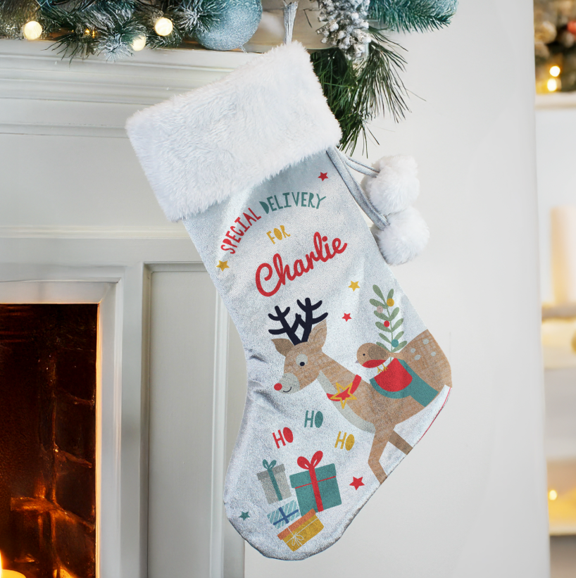Personalised Reindeer Christmas Stocking