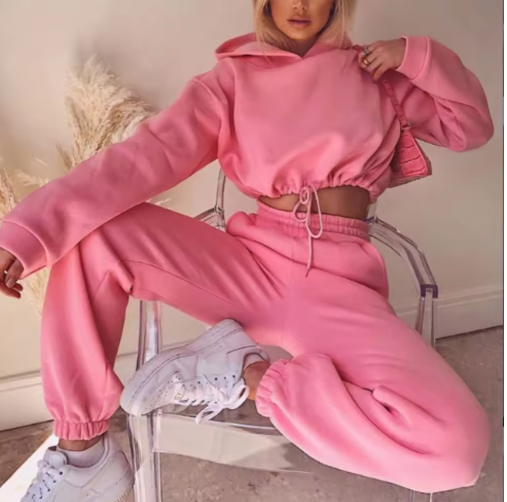 Women's Cropped Hoodie & Jogger Lounge Set