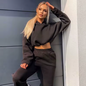 Women's Cropped Hoodie & Jogger Lounge Set