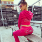 Women's Velour Cropped Hoodie & Jogger Tracksuit Set